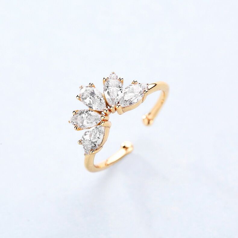 Cubic Zirconium S925 Sterling Silver Ring with 9k Yellow Gold Plating